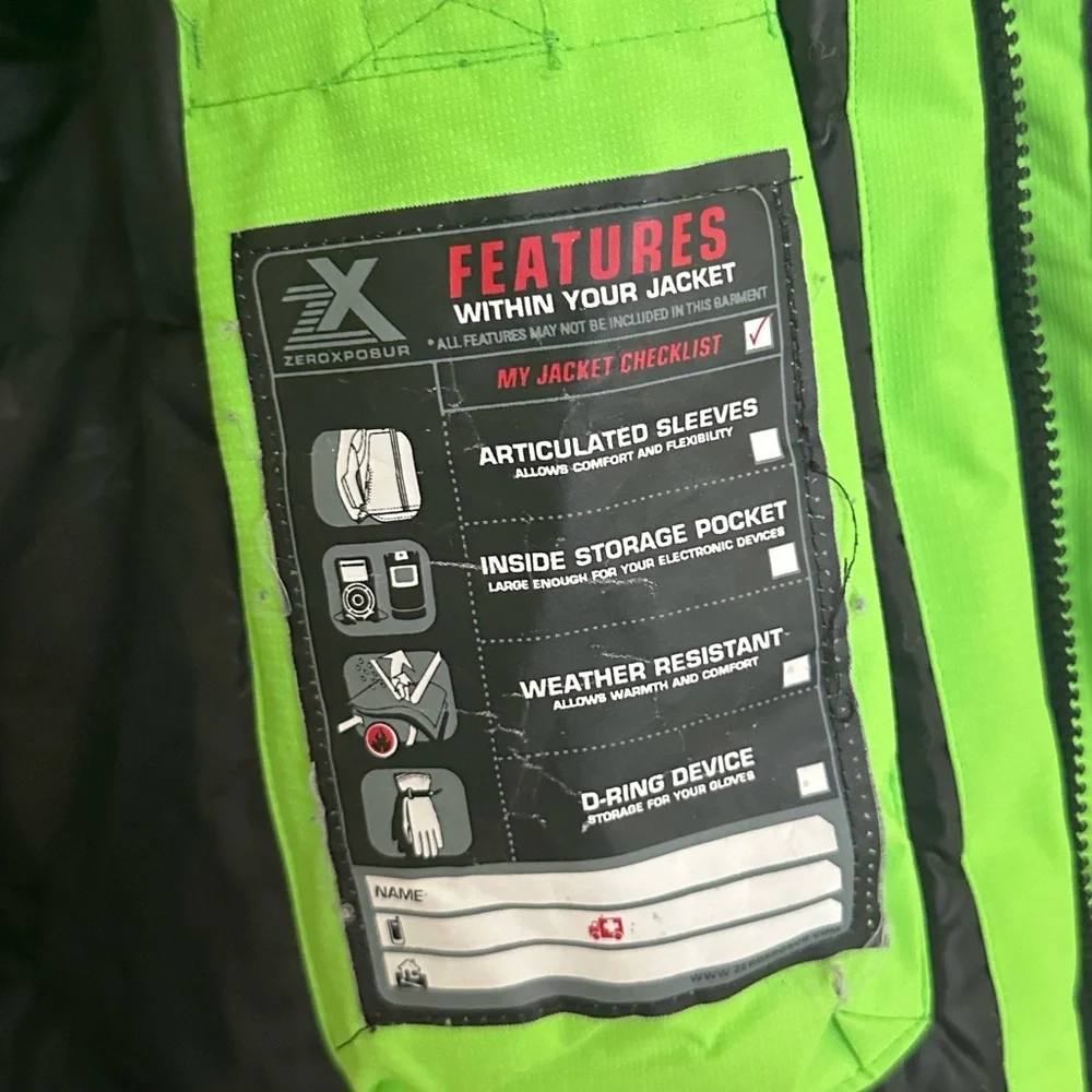 Youth ZeroXposur Winter Jacket Black Green Large 14/16 Zip Up Hood Pockets Lined